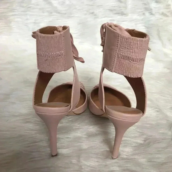NWT UO Nude Lace-Up Heels Corset Shoes Stilettos Pumps Ballerina Pink Size 9 - Picture 6 of 8
